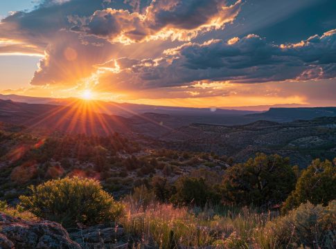 sunrise over a southwestern plain